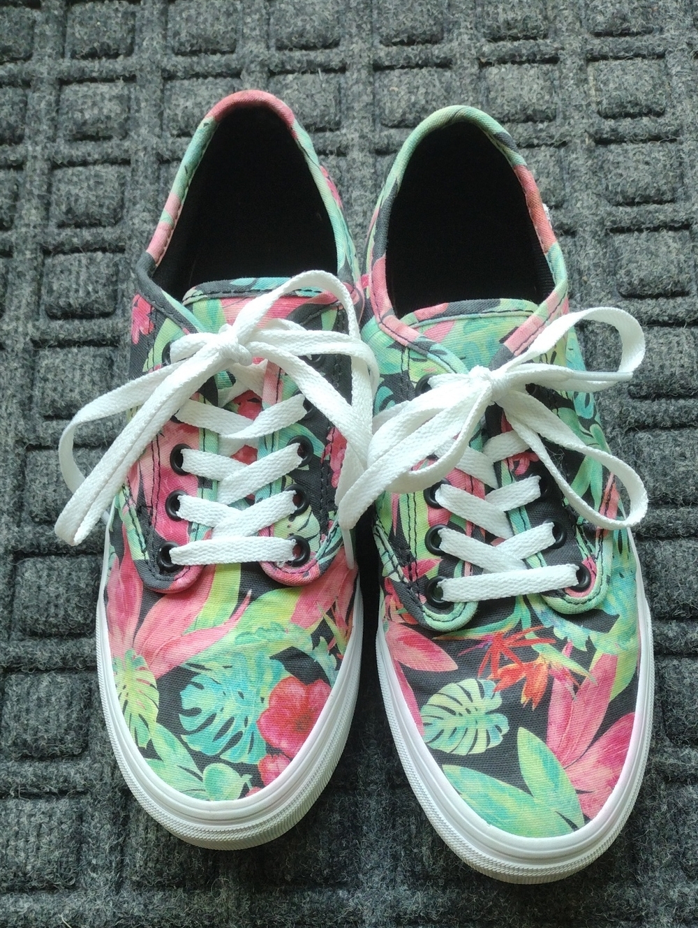 Women's Vans Off The Wall Floral Canvas Sneakers - Pink & Green